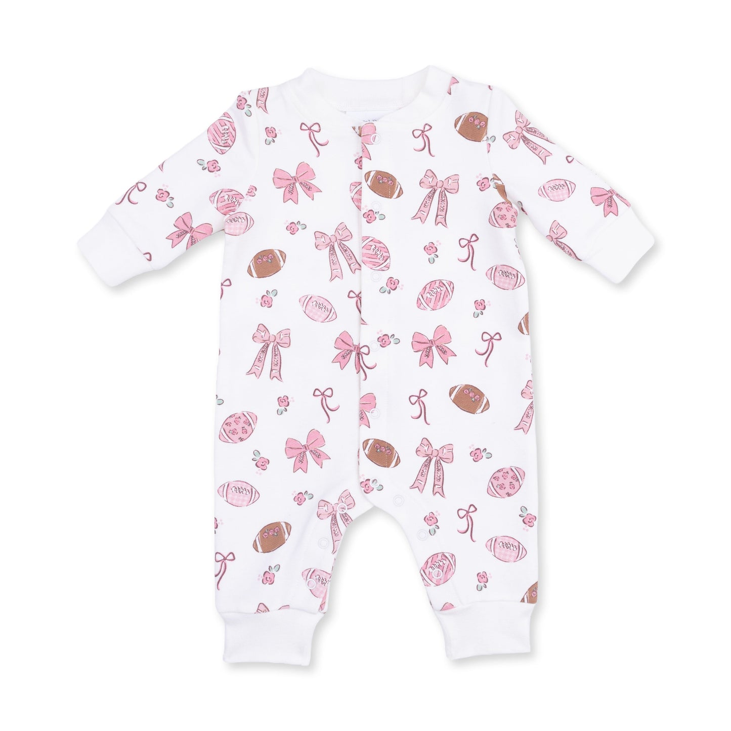 Footballs and Bows - Baseball Collar Button Up Romper