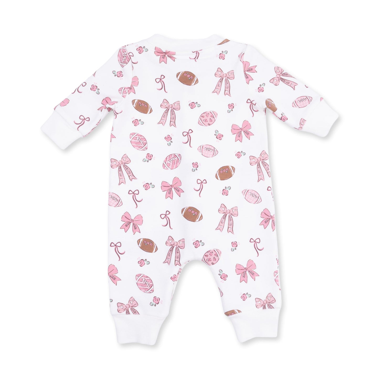 Footballs and Bows - Baseball Collar Button Up Romper