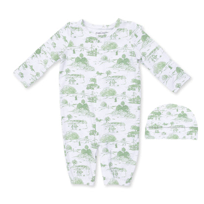 Golf Toile Green - Convertible Gown and Beanie Hat