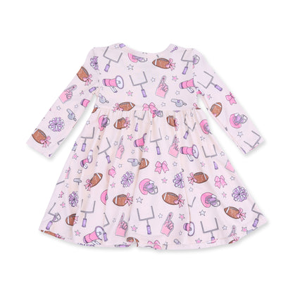 Football Cheer - Twirly Long Sleeve Dress with Bike Short