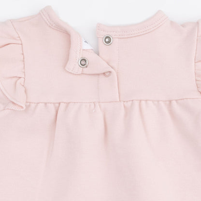 Veiled Pink Bows - Long Sleeve Sweatshirt with Ruffles and Leggings