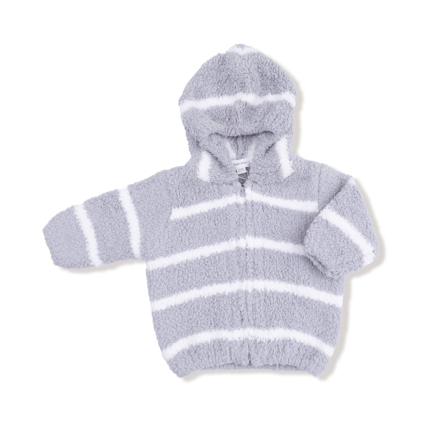 Chenille - Grey & Ivory Stripe Hooded Jacket