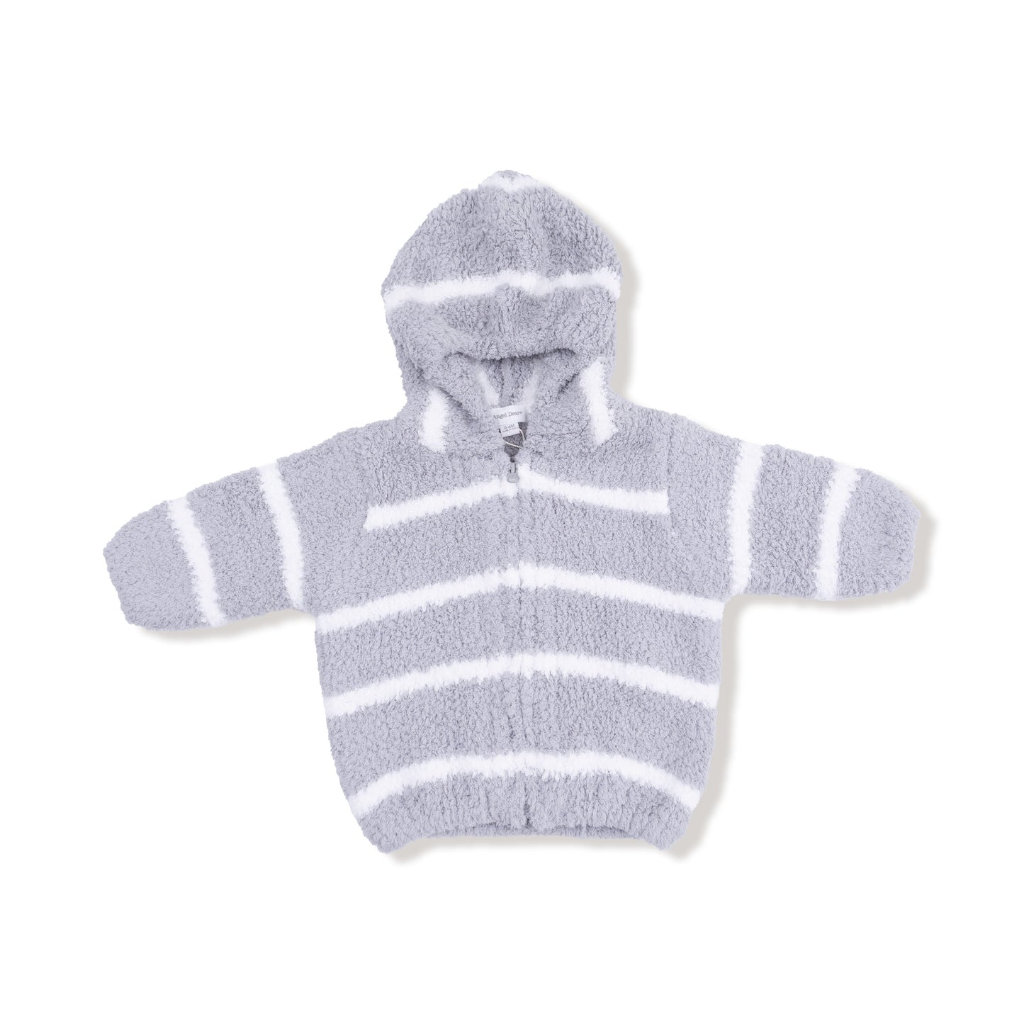Chenille - Grey & Ivory Stripe Hooded Jacket