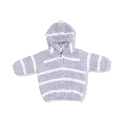 Chenille - Grey & Ivory Stripe Hooded Jacket