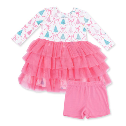 Bow Trellis Tree - Twirly Long Sleeve Tutu Dress and Cartwheel Short