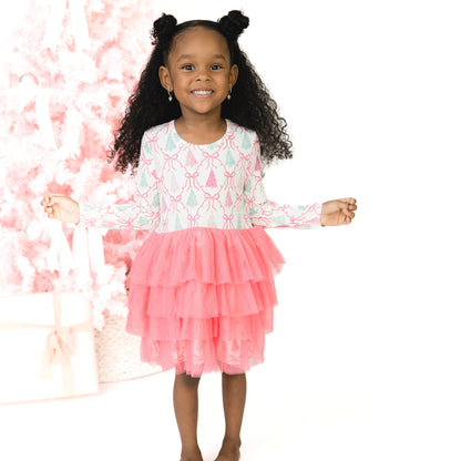 Bow Trellis Tree - Bamboo - Twirly Long Sleeve Tutu Dress and Cartwheel Short