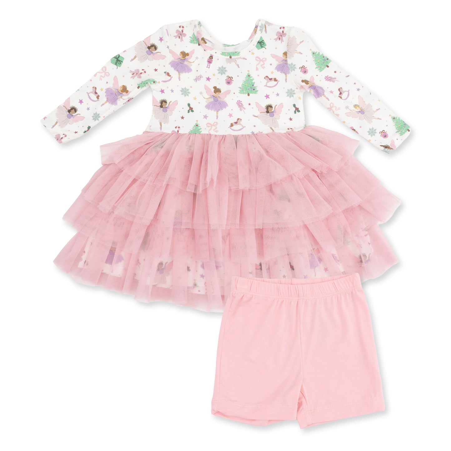 Sugar Plum Fairies - Twirly Long Sleeve Tutu Dress with Cartwheel Short