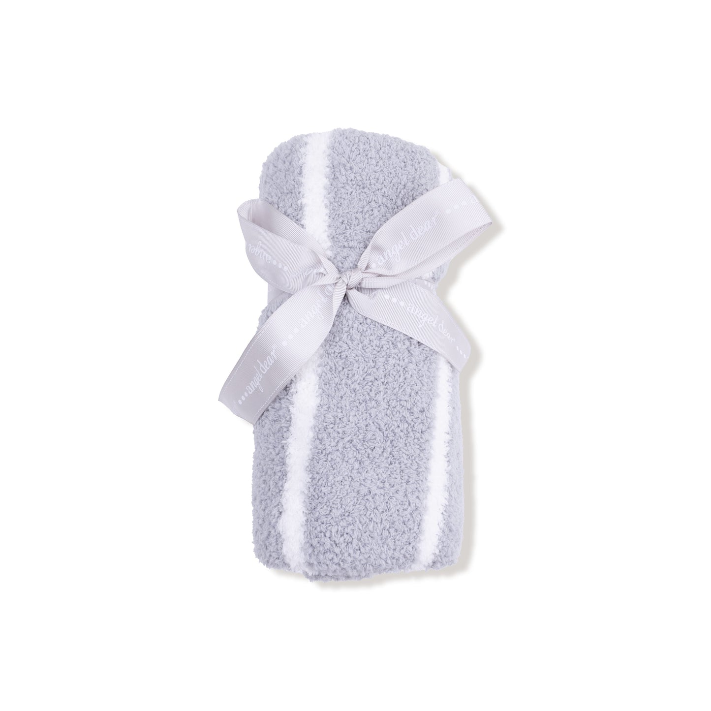 Chenille - Grey & Ivory Stripe Receiving Blanket