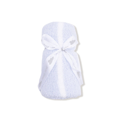 Chenille - Light Blue & Ivory Stripe Receiving Blanket