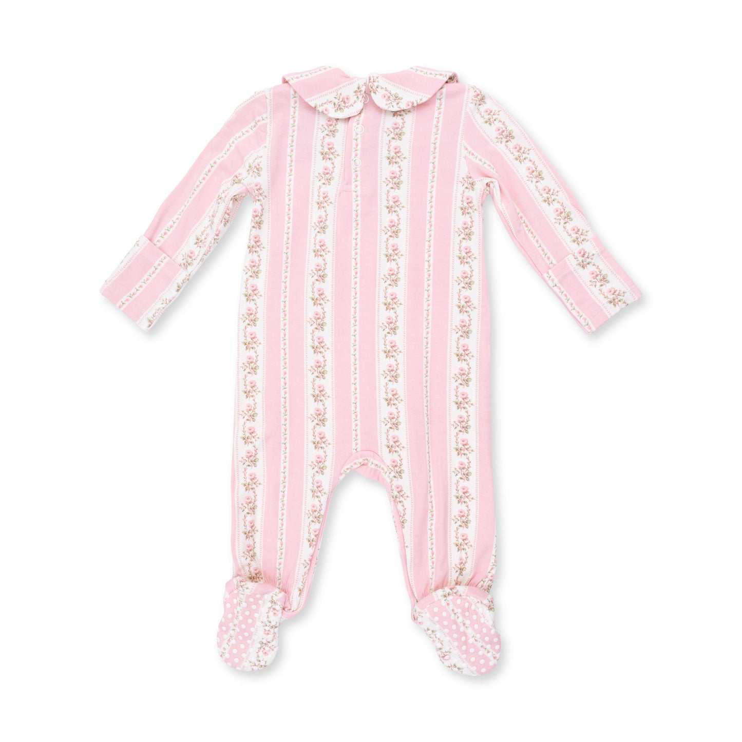 Antoinette Stripe - Smocked Peter Pan Snap Footie
