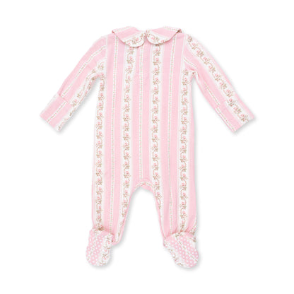 Antoinette Stripe - Smocked Peter Pan Snap Footie