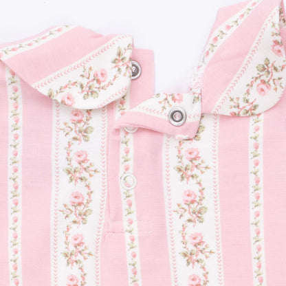Antoinette Stripe - Smocked Peter Pan Snap Footie