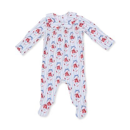 Beverly Cameo Stripe - Smocked Peter Pan Snap Footie