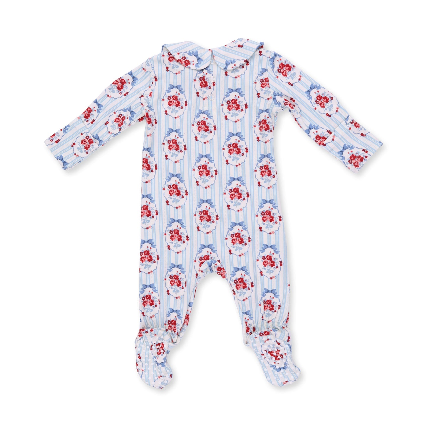 Beverly Cameo Stripe - Smocked Peter Pan Snap Footie