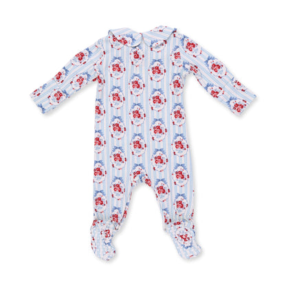 Beverly Cameo Stripe - Smocked Peter Pan Snap Footie