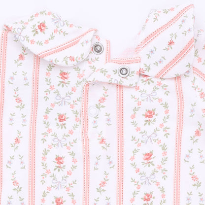 Marnie Rosebud Stripe - Smocked Peter Pan Snap Footie