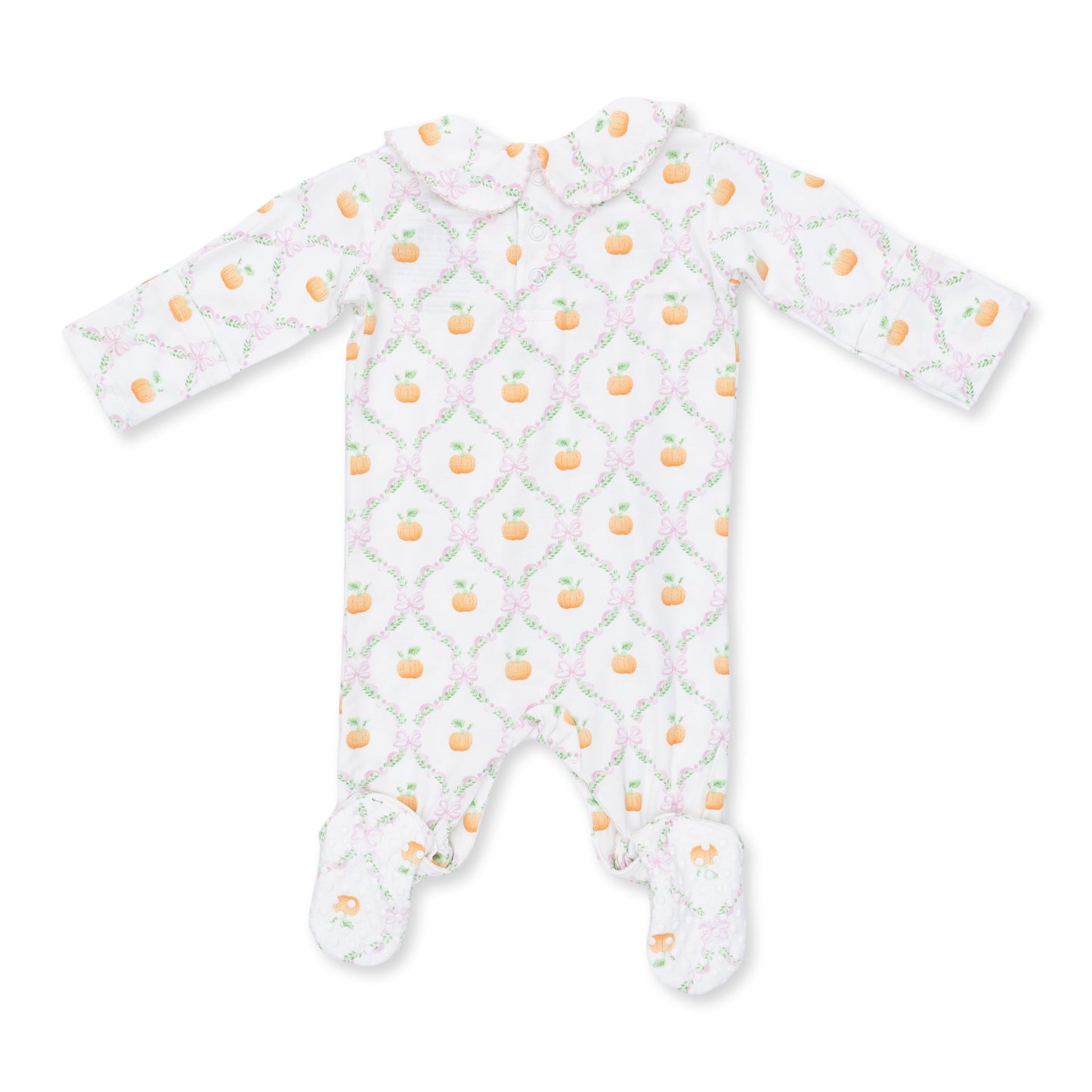 Pretty Pumpkin Trellis - Smocked Peter Pan Snap Footie