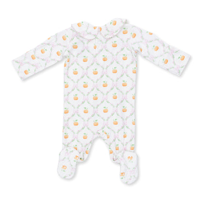 Pretty Pumpkin Trellis - Smocked Peter Pan Snap Footie