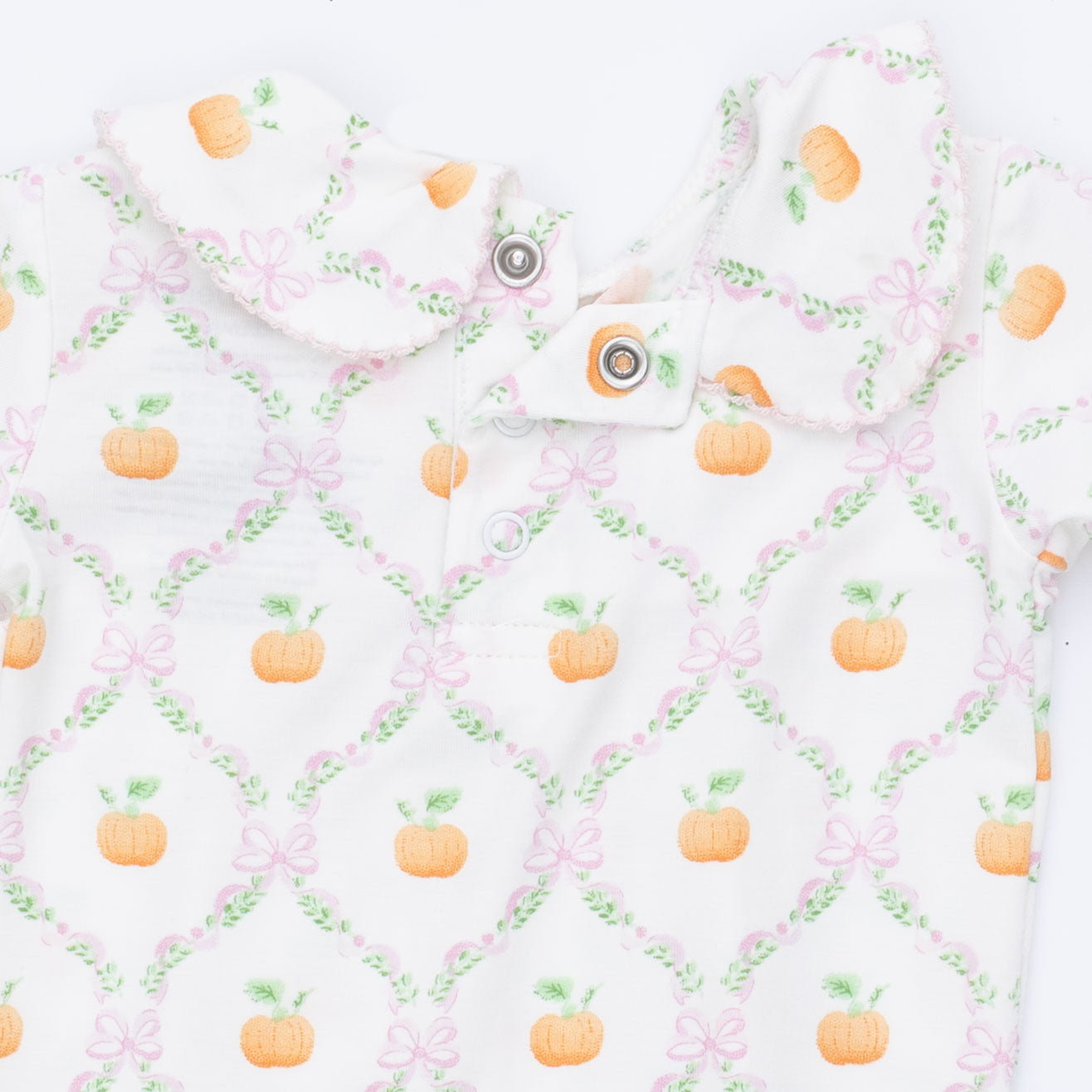 Pretty Pumpkin Trellis - Smocked Peter Pan Snap Footie