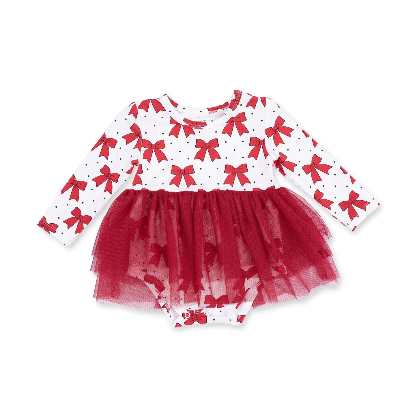 Festive Bows - Long Sleeve Tutu Bodysuit Dress