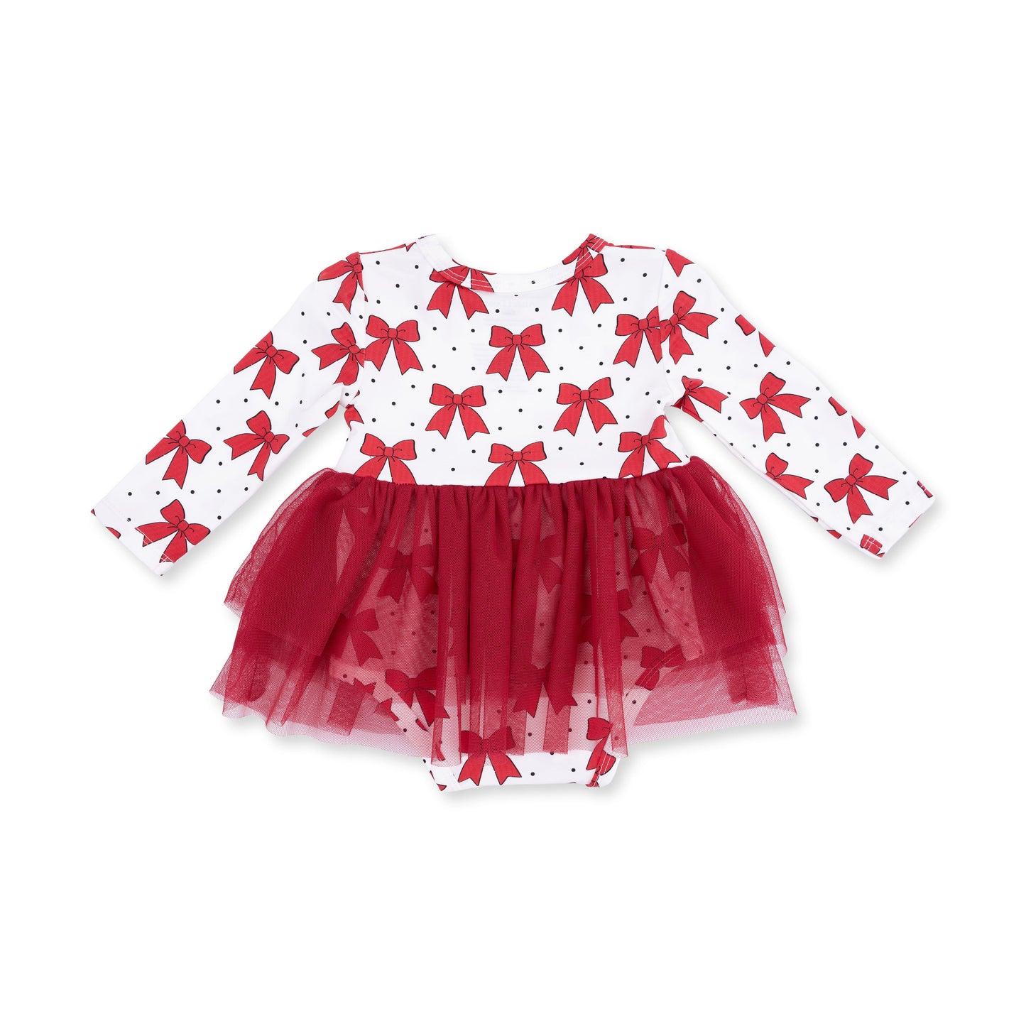 Festive Bows - Long Sleeve Tutu Bodysuit Dress