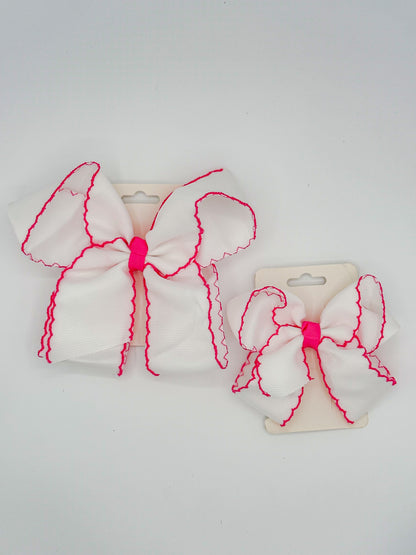 White Lace Trim Hair Bows