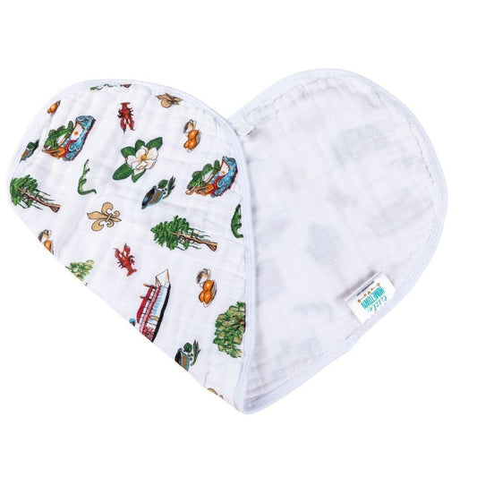 Little Hometown Louisiana Baby 2-in-1 Burp Cloth & Baby Bib | Bamboo Baby Burp Cloth | Louisiana Baby Gift