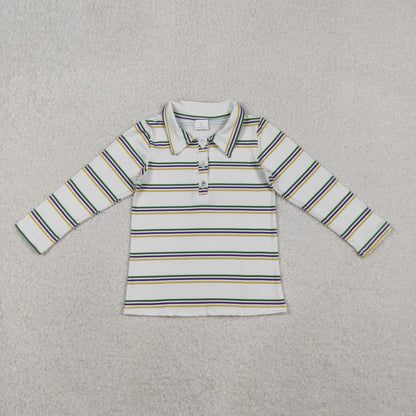 Sibling Baby Boys Girls Mardigras Stripe Button Knee Length Dress Polo Shirts Top Rompers