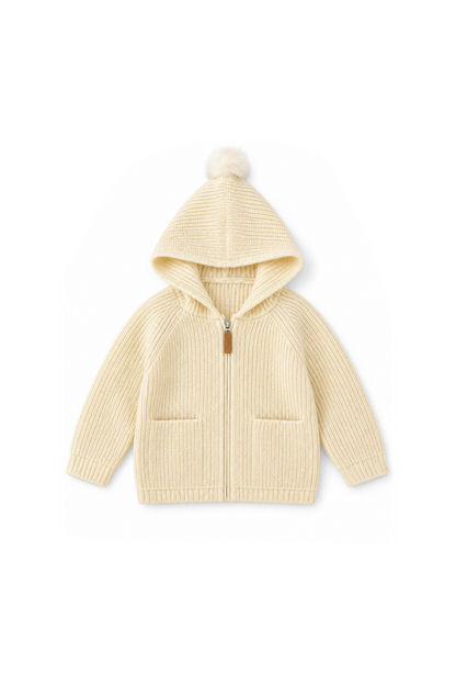 Apricot zipper cardigan sweater