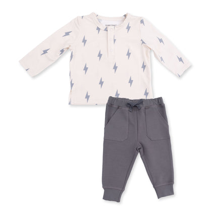 Mini Lightning Bolt - Long Sleeve Henley and Jogger