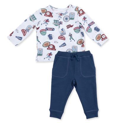 Football Patches - Long Sleeve Henley and Jogger