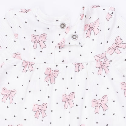 Bows and Hearts - Cuffed Sleeve Romper