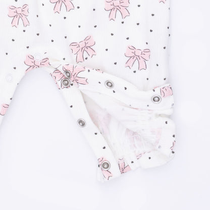 Bows and Hearts - Cuffed Sleeve Romper