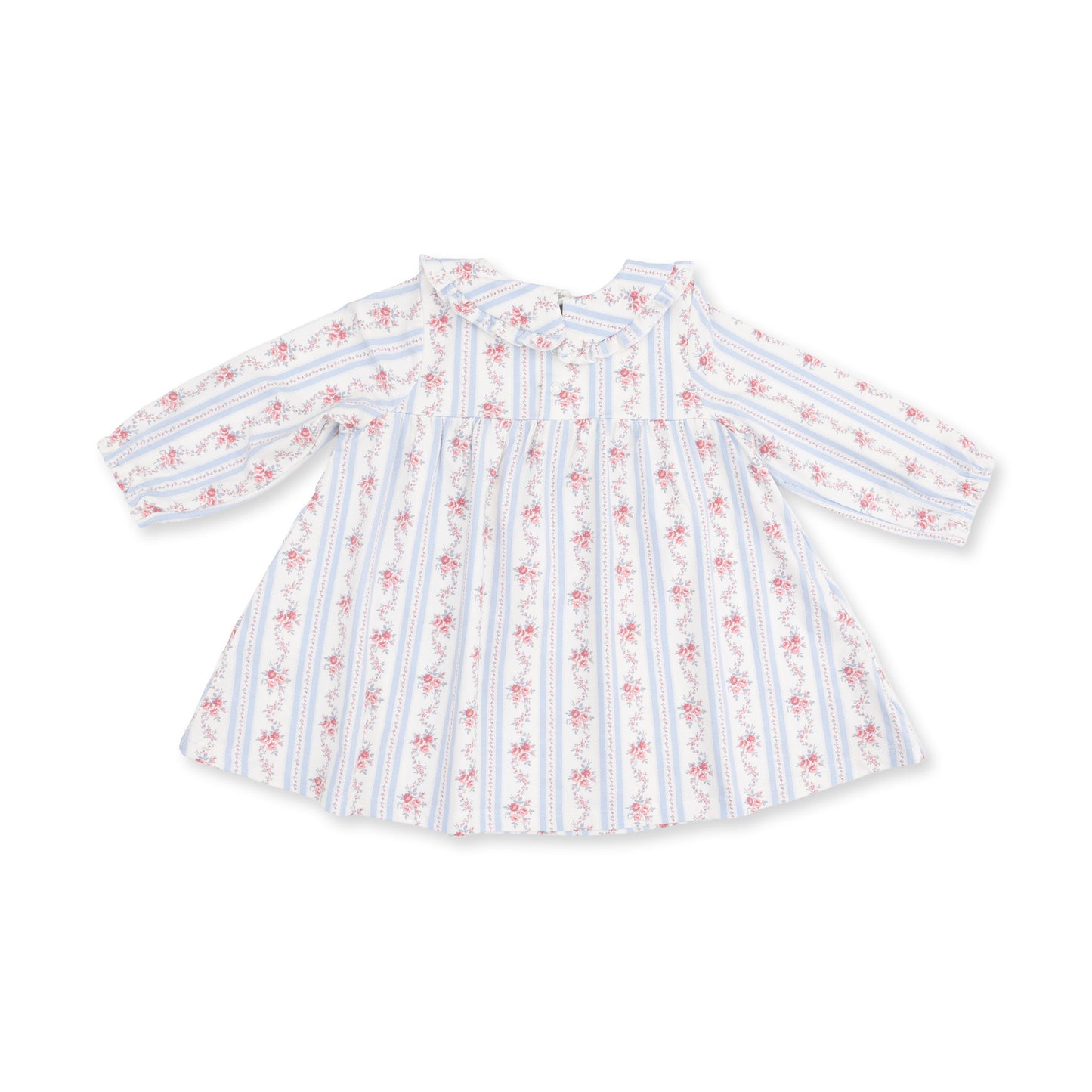 Anna Floral Stripe - Long Sleeve Peter Pan Ruffle Collar Dress and Bloomer