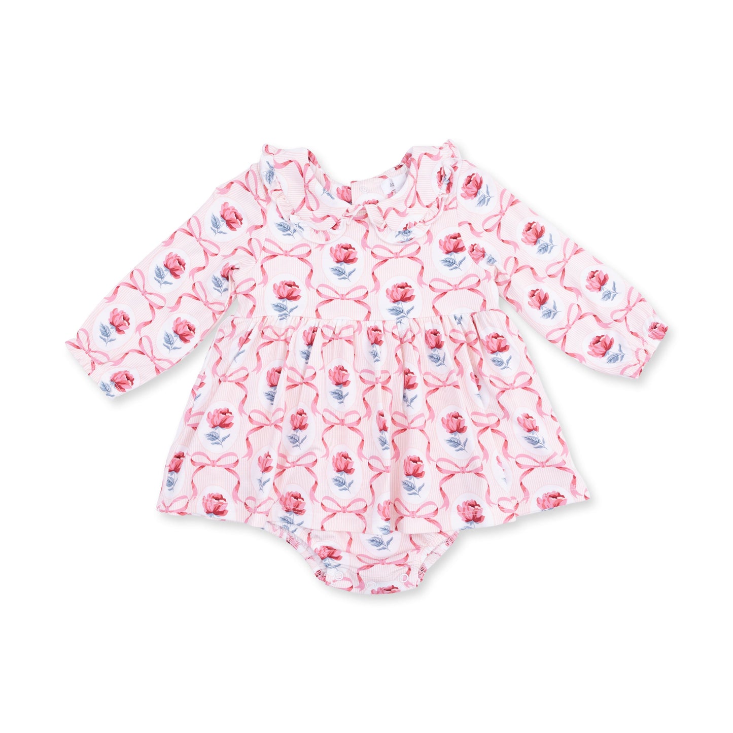 Leslie Rose - Long Sleeve Peter Pan Ruffle Collar Bubble with Skirt