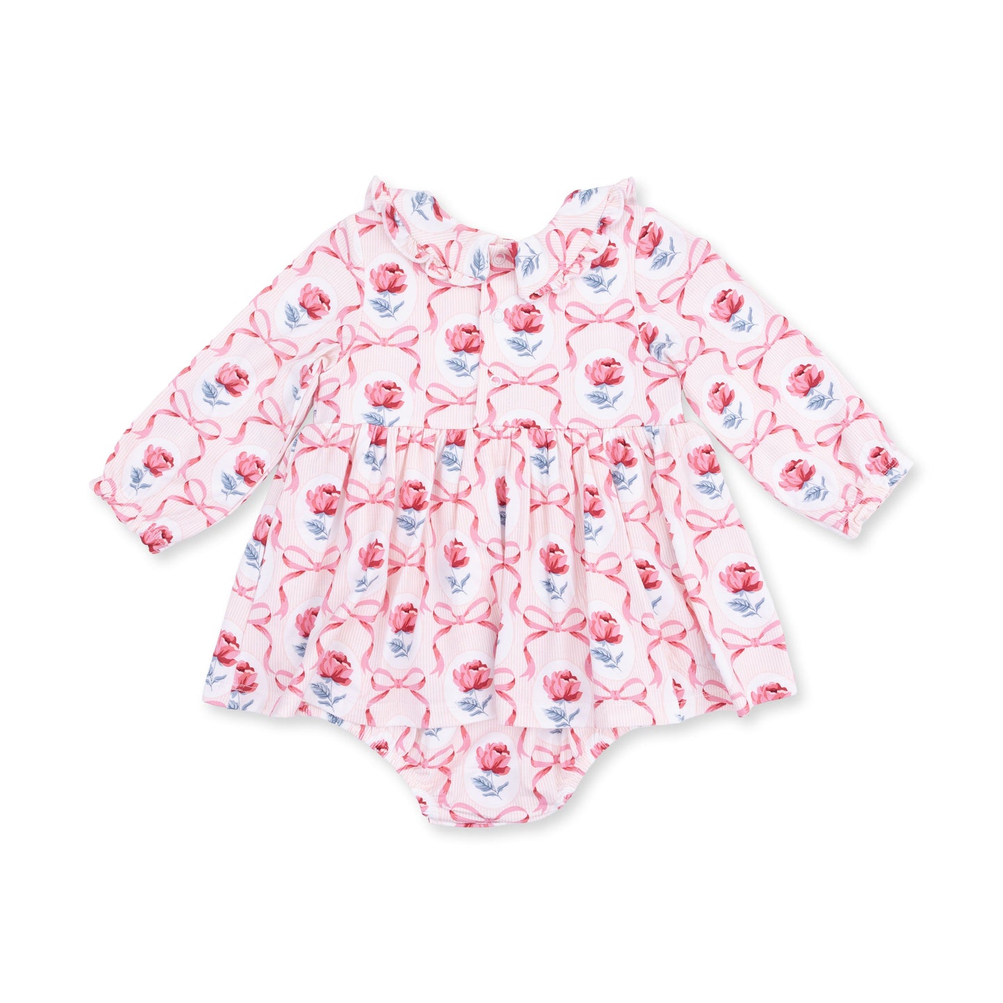 Leslie Rose - Long Sleeve Peter Pan Ruffle Collar Bubble with Skirt