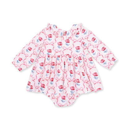 Leslie Rose - Long Sleeve Peter Pan Ruffle Collar Bubble with Skirt