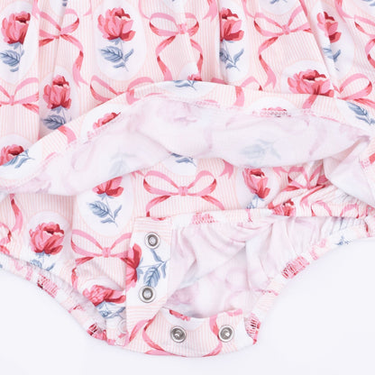 Leslie Rose - Long Sleeve Peter Pan Ruffle Collar Bubble with Skirt