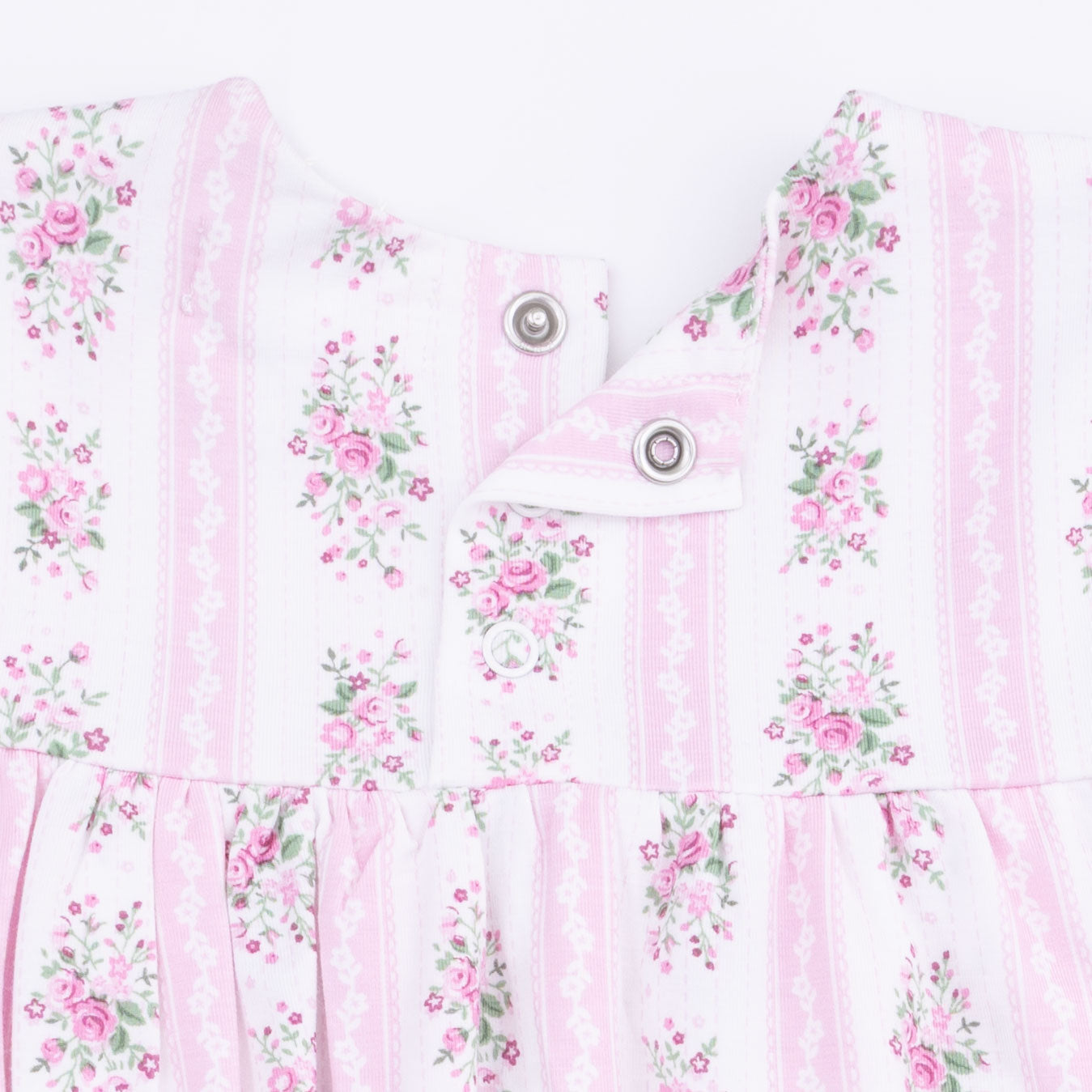 Bella Rose Stripe - Long Sleeve Smocked Ruffle Bubble with Skirt