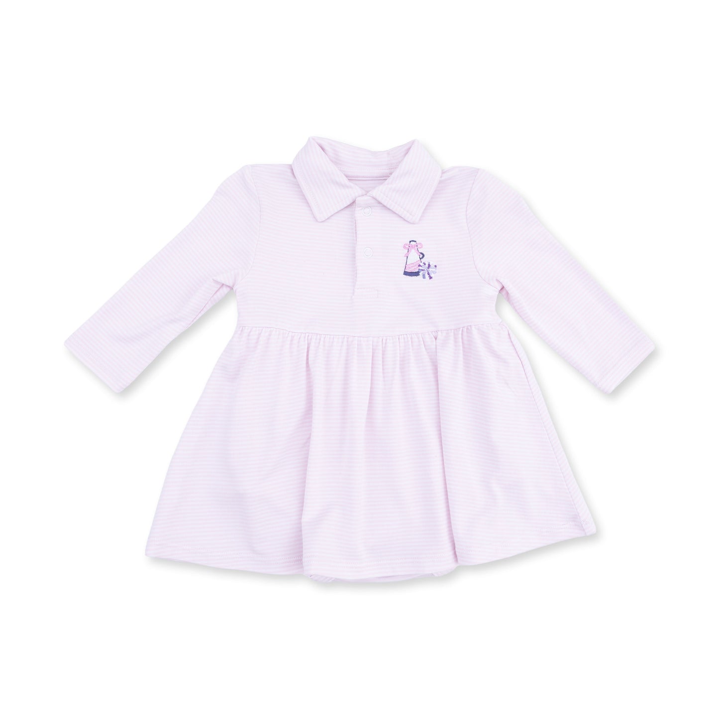 Cheer Pink Micro Stripe - Long Sleeve Tennis Bodysuit Dress