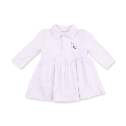 Cheer Pink Micro Stripe - Long Sleeve Tennis Bodysuit Dress