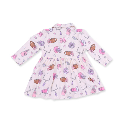 Football Cheer - Long Sleeve Tennis Bodysuit Dress