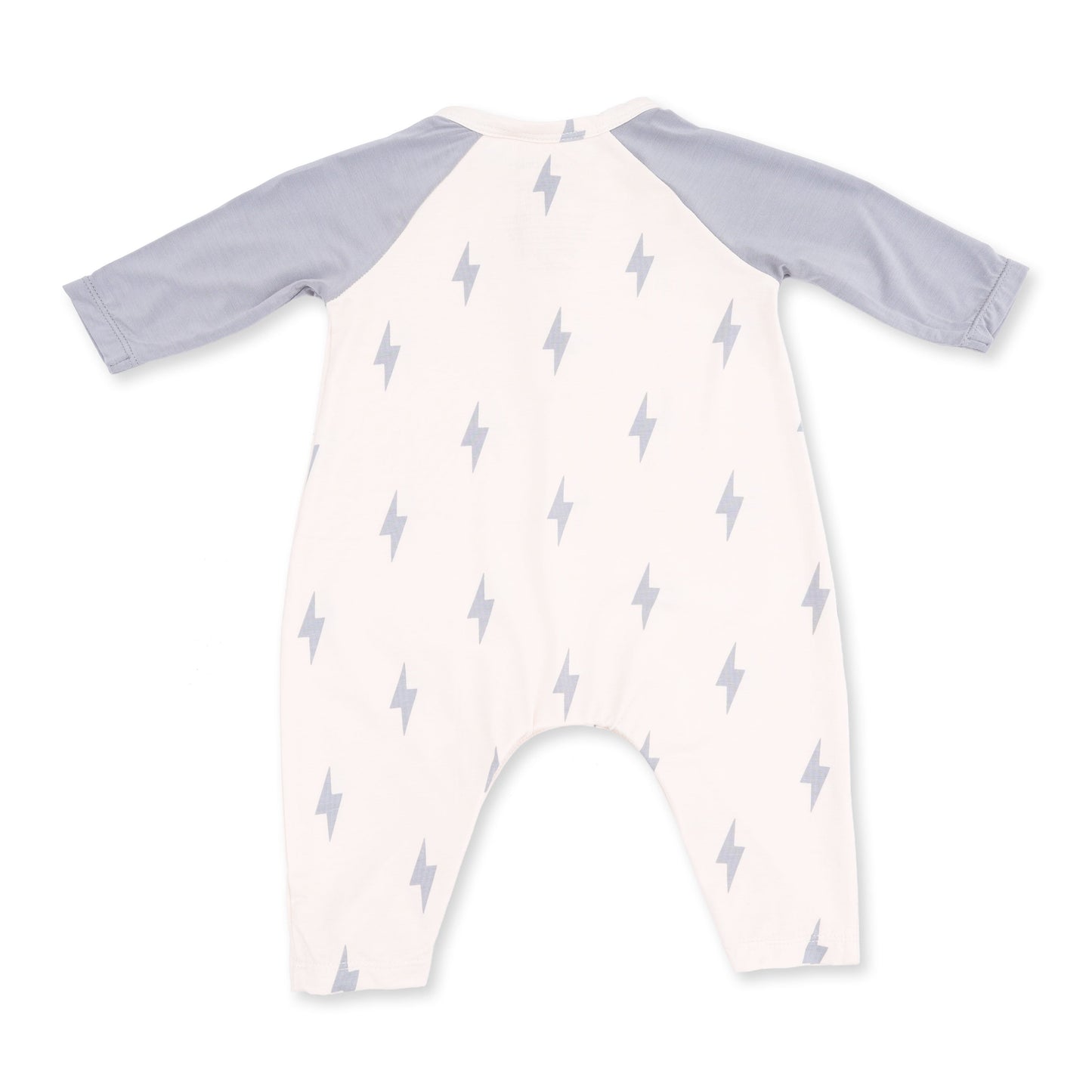 Mini Lightning Bolt - Long Sleeve Raglan Henley Romper