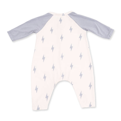 Mini Lightning Bolt - Long Sleeve Raglan Henley Romper