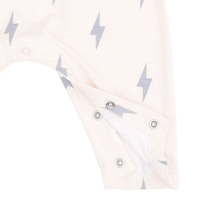 Mini Lightning Bolt - Long Sleeve Raglan Henley Romper