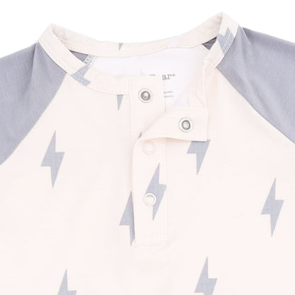 Mini Lightning Bolt - Long Sleeve Raglan Henley Romper