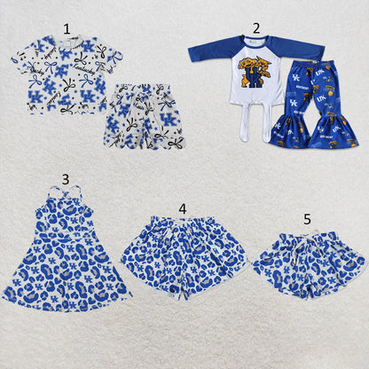 Sibling Baby Girls Bows UK Team Clothes Sets Yoga Active Knee Length Dress Butterfly Shorts