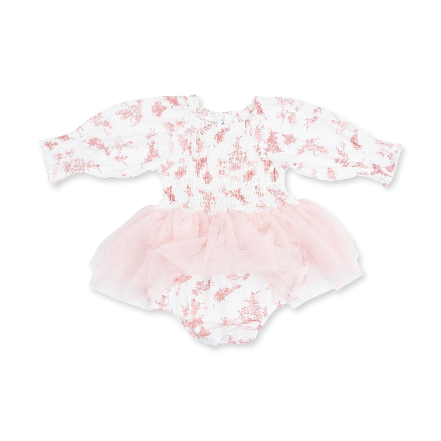 Ballet Toile - Long Sleeve Smocked Bubble with Tutu