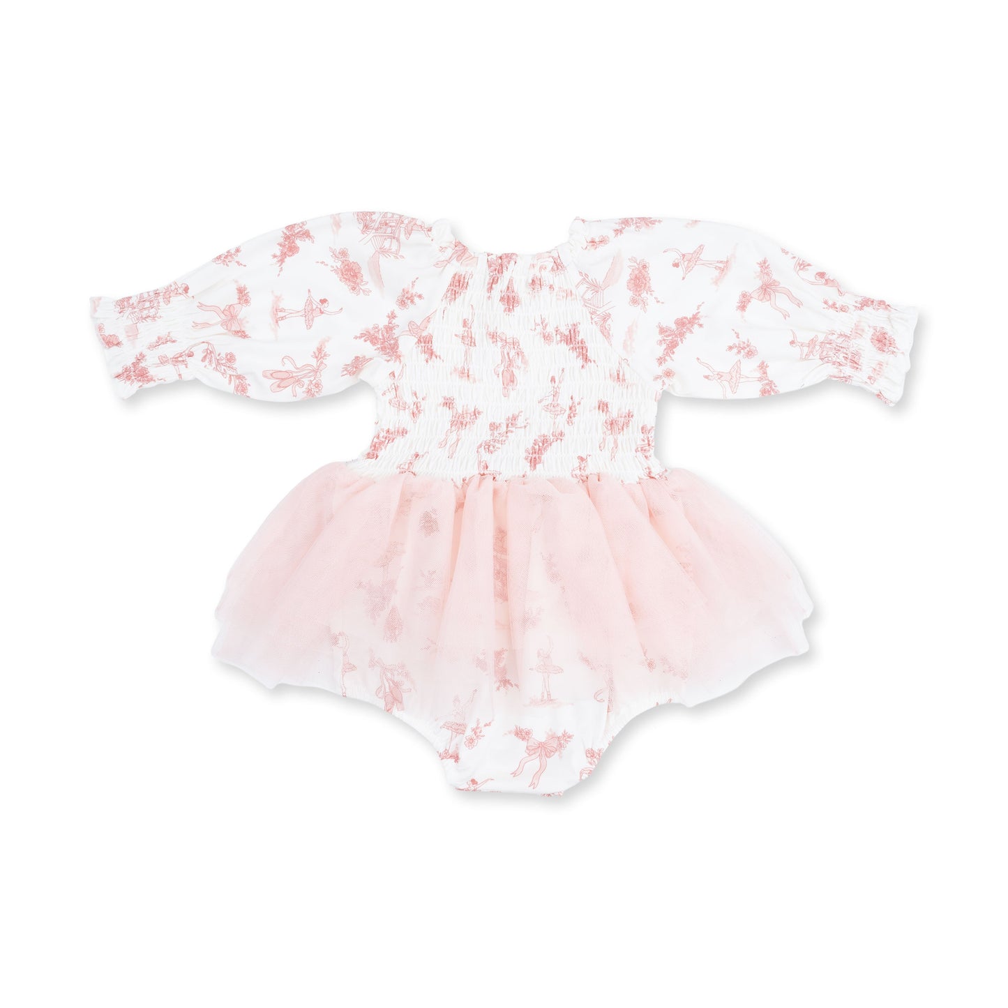 Ballet Toile - Long Sleeve Smocked Bubble with Tutu