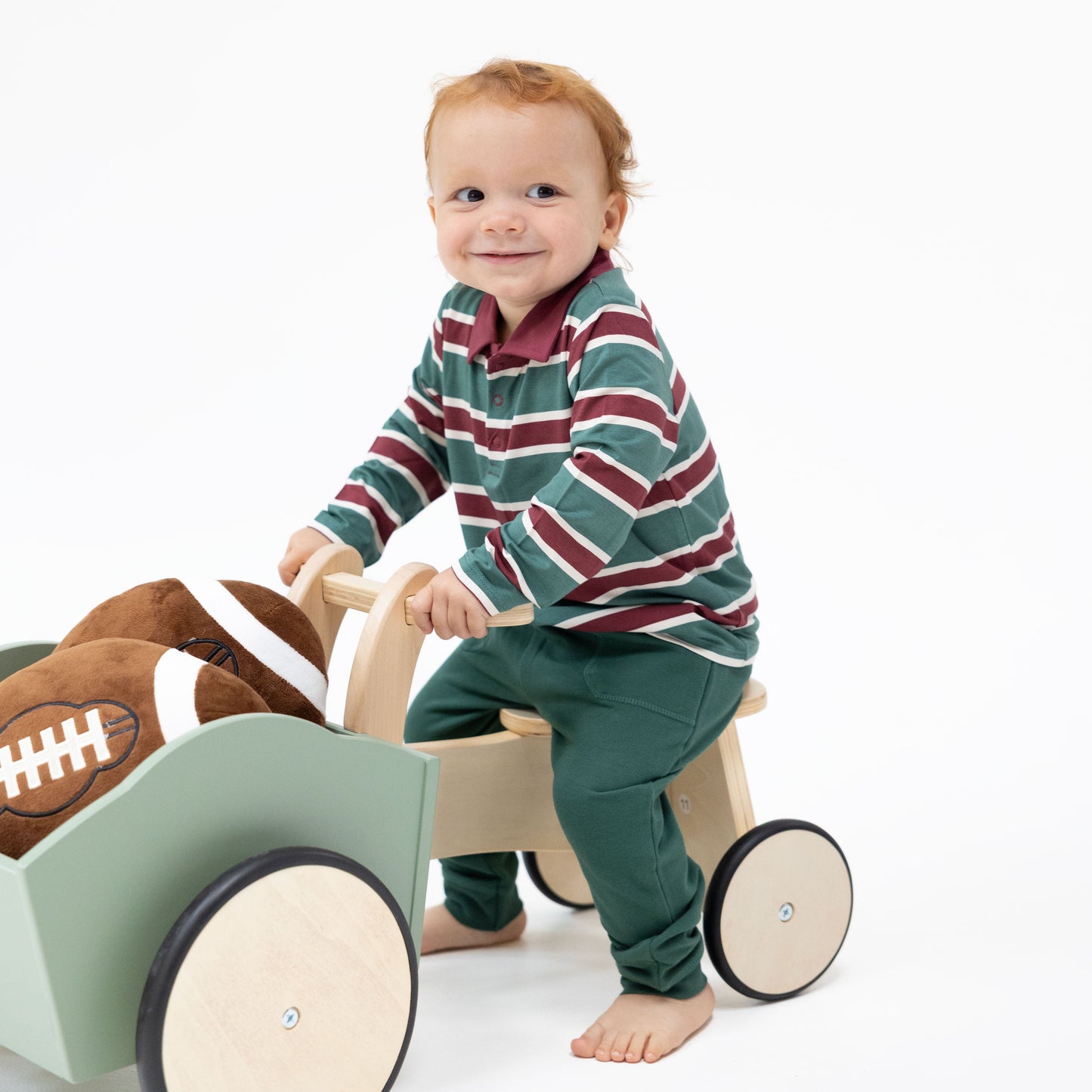 Rugby Stripe Green - Long Sleeve Polo and Jogger